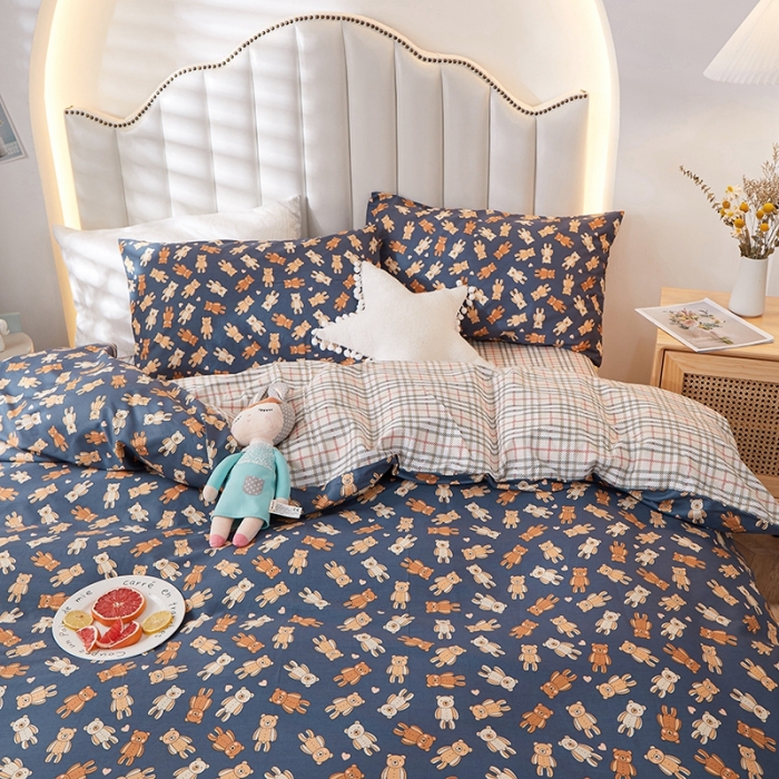 91家纺网 家纺一手货源 找家纺 一米阳光 2022新款13070全棉四件套 木木熊