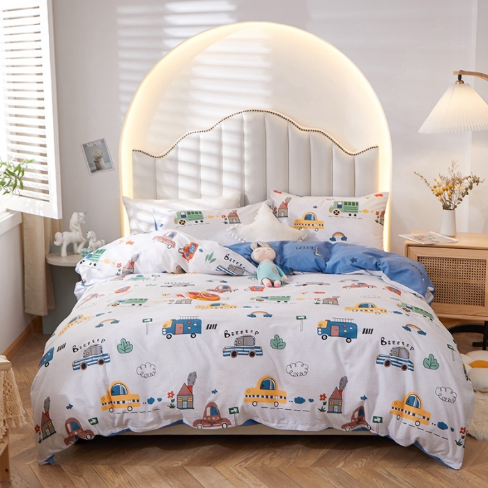 91家纺网 家纺一手货源 找家纺 一米阳光 2022新款13070全棉四件套 汽车家园