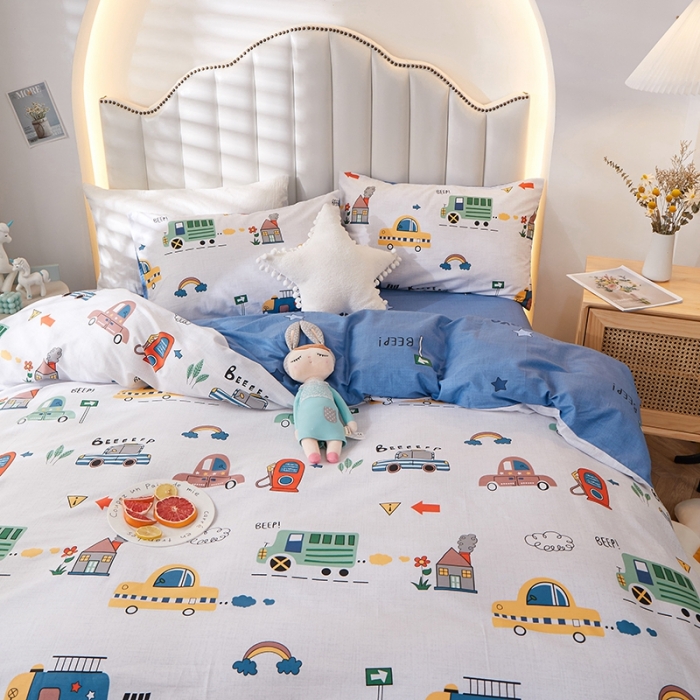 91家纺网 家纺一手货源 找家纺 一米阳光 2022新款13070全棉四件套 汽车家园