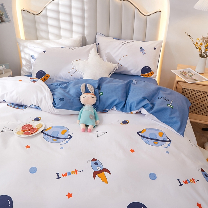 91家纺网 家纺一手货源 找家纺 一米阳光 2022新款13070全棉四件套 太空世界