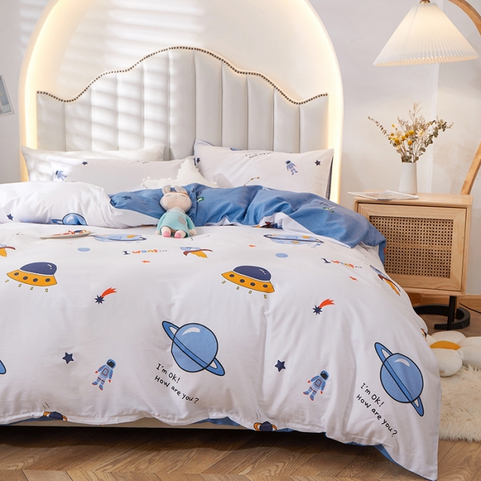 91家纺网 家纺一手货源 找家纺 一米阳光 2022新款13070全棉四件套 太空世界