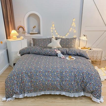 91家纺网 家纺一手货源 找家纺 一米阳光 2021新款花边纯棉款四件套 格美