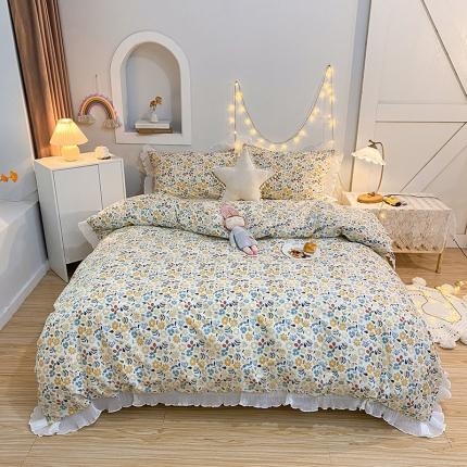 91家纺网 家纺一手货源 找家纺 一米阳光 2021新款花边纯棉款四件套 静谊