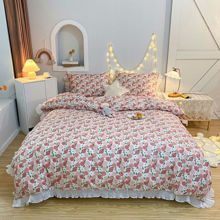 91家纺网 家纺一手货源 找家纺 （总）一米阳光 2021新款花边纯棉款四件套