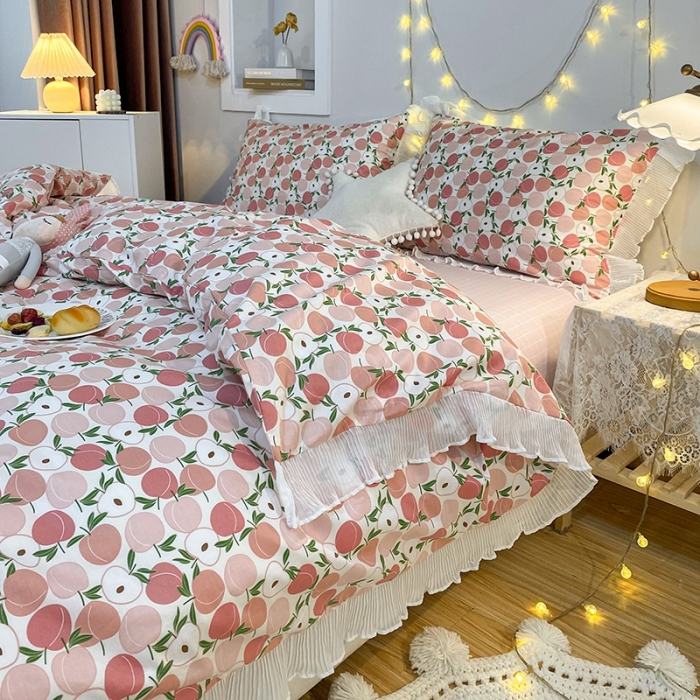 91家纺网 家纺一手货源 找家纺 （总）一米阳光 2021新款花边纯棉款四件套