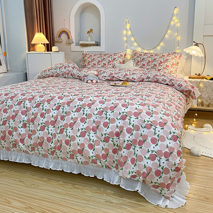 91家纺网 家纺一手货源 找家纺 （总）一米阳光 2021新款花边纯棉款四件套