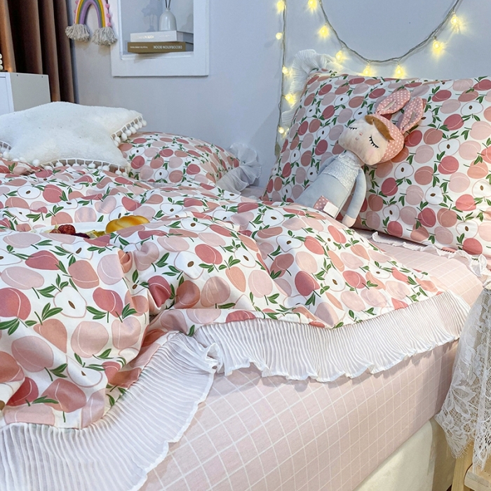 91家纺网 家纺一手货源 找家纺 （总）一米阳光 2021新款花边纯棉款四件套