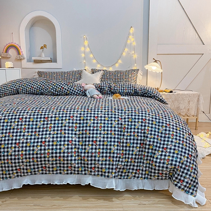 91家纺网 家纺一手货源 找家纺 一米阳光 2021新款花边纯棉款四件套 格美