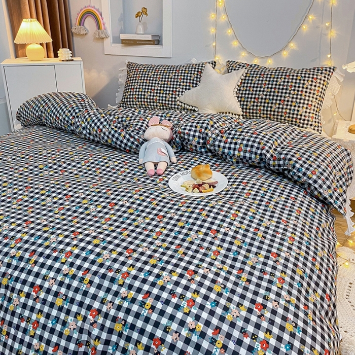 91家纺网 家纺一手货源 找家纺 一米阳光 2021新款花边纯棉款四件套 格美