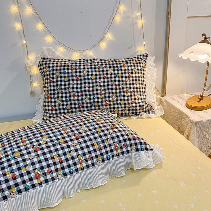 91家纺网 家纺一手货源 找家纺 一米阳光 2021新款花边纯棉款四件套 格美