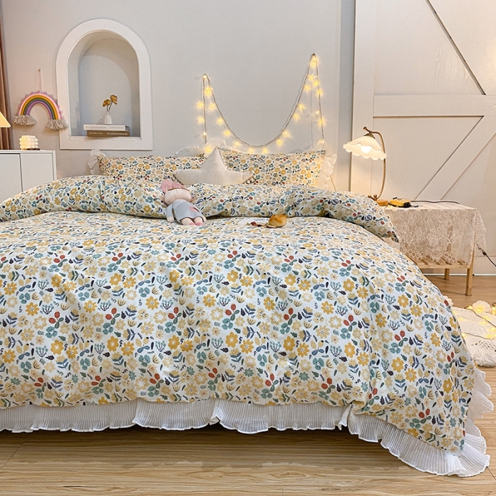 91家纺网 家纺一手货源 找家纺 一米阳光 2021新款花边纯棉款四件套 静谊