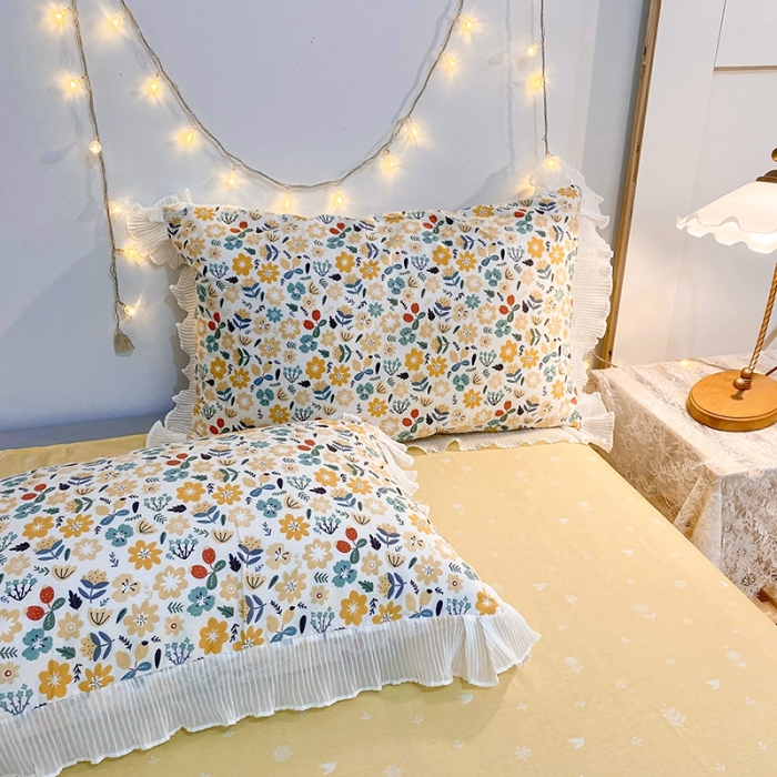 91家纺网 家纺一手货源 找家纺 一米阳光 2021新款花边纯棉款四件套 静谊