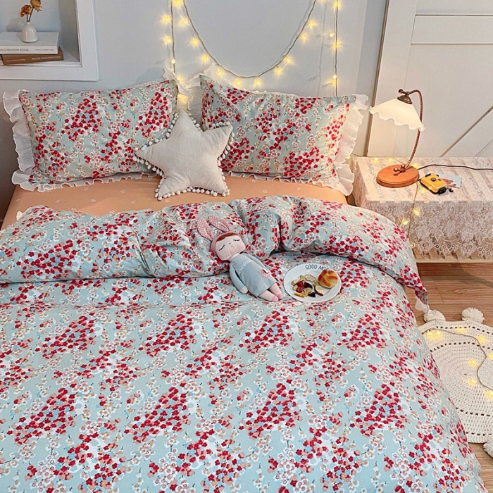 91家纺网 家纺一手货源 找家纺 一米阳光 2021新款花边纯棉款四件套 沁美