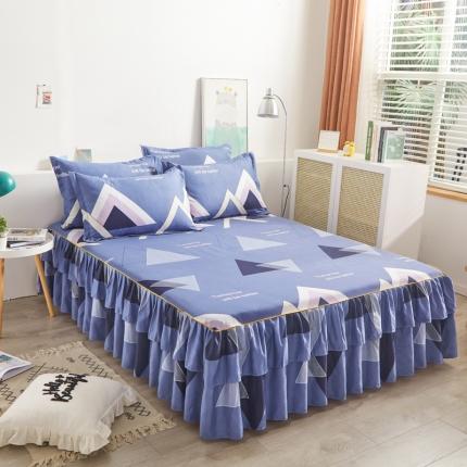 91家纺网 家纺一手货源 找家纺 爱一个家 2023新款芦荟棉双边单床裙 几何风情