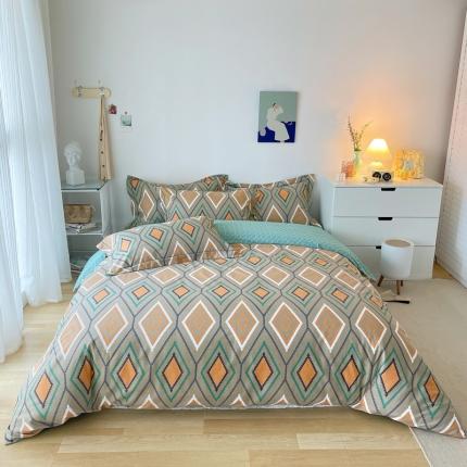 91家纺网 家纺一手货源 找家纺 （总）希文 2022年秋冬磨毛全棉生态磨毛印花四件套