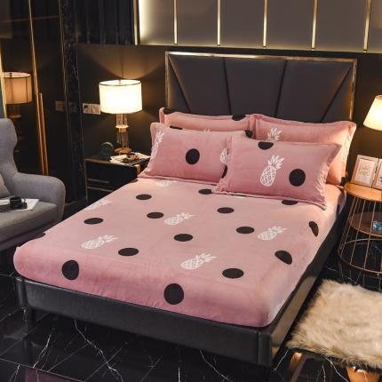 锦罗绣 2021新款牛奶绒印花单品床笠菠萝