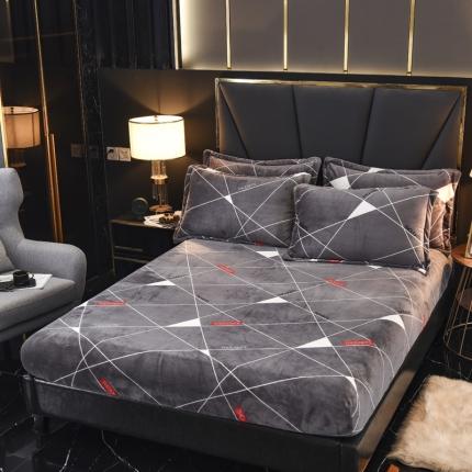 锦罗绣 2021新款牛奶绒印花单品床笠几何梦想