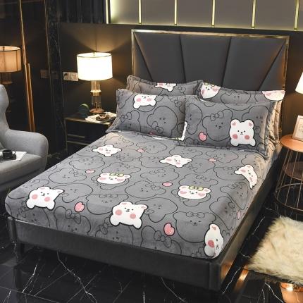 锦罗绣 2021新款牛奶绒印花单品床笠趴趴熊