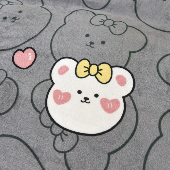 91家纺网 家纺一手货源 找家纺 锦罗绣 2021新款牛奶绒印花单品床笠趴趴熊