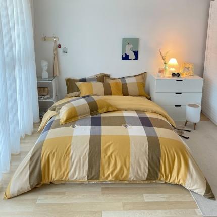 91家纺网 家纺一手货源 找家纺 希文 2021新款全棉生态磨毛印花四件套 邦尼-黄