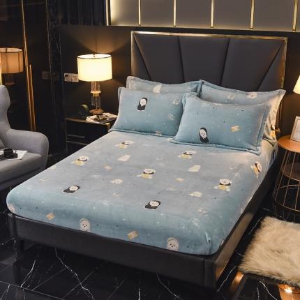 91家纺网 家纺一手货源 找家纺 锦罗绣 2021新款牛奶绒印花单品床笠绒球