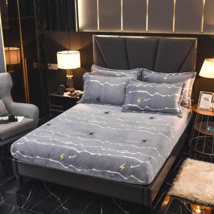 91家纺网 家纺一手货源 找家纺 锦罗绣 2021新款牛奶绒印花单品床笠心动