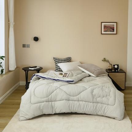 91家纺网 家纺一手货源 找家纺 2025新款抗菌型澳洲羊毛被加厚冬被春秋被夏被子母被墨尔本灰