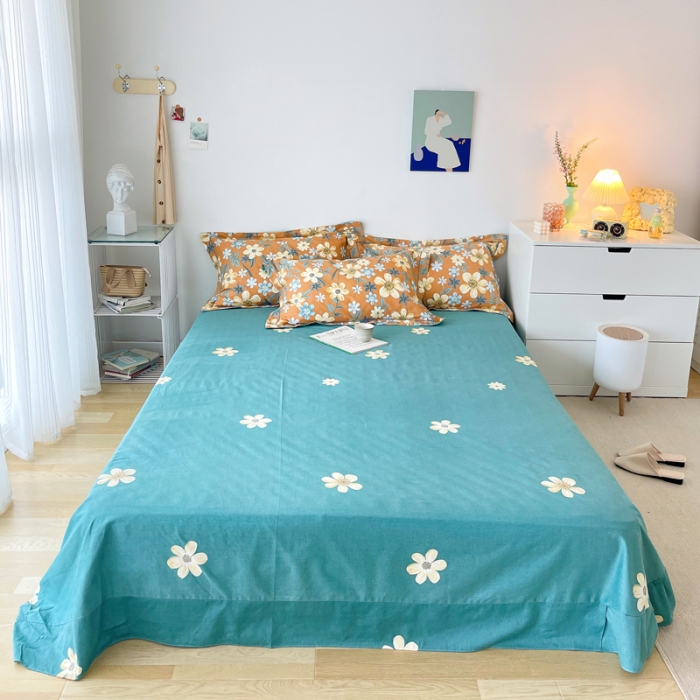 91家纺网 家纺一手货源 找家纺 希文 2021新款全棉生态磨毛印花四件套 花香丽人-桔