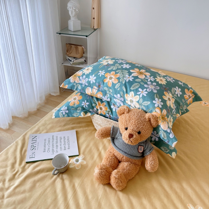 91家纺网 家纺一手货源 找家纺 希文 2021新款全棉生态磨毛印花四件套 花香丽人-绿