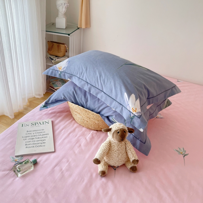 91家纺网 家纺一手货源 找家纺 希文 2021新款全棉生态磨毛印花四件套 花香弥漫-蓝