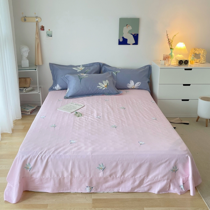 91家纺网 家纺一手货源 找家纺 希文 2021新款全棉生态磨毛印花四件套 花香弥漫-蓝