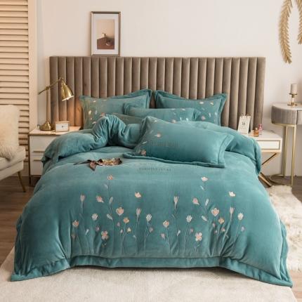 91家纺网 家纺一手货源 找家纺 总绒博士新款240g博士绒法莱水晶贝贝魔法四件套-浪漫花丛