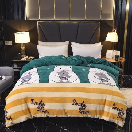 91家纺网 家纺一手货源 找家纺 锦罗绣 2021新款牛奶绒印花单品被套大白