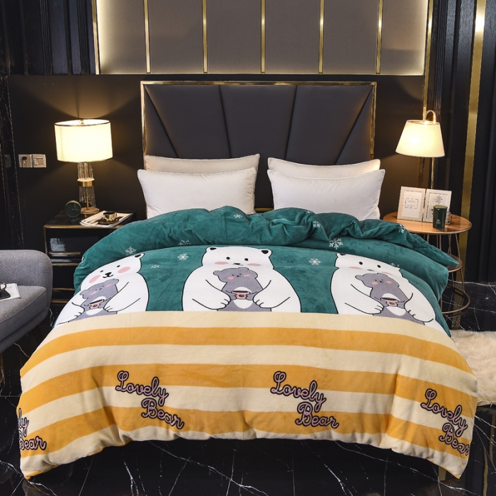 91家纺网 家纺一手货源 找家纺 锦罗绣 2021新款牛奶绒印花单品被套大白