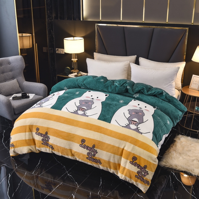 91家纺网 家纺一手货源 找家纺 锦罗绣 2021新款牛奶绒印花单品被套大白