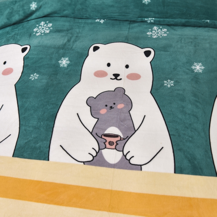 91家纺网 家纺一手货源 找家纺 锦罗绣 2021新款牛奶绒印花单品被套大白