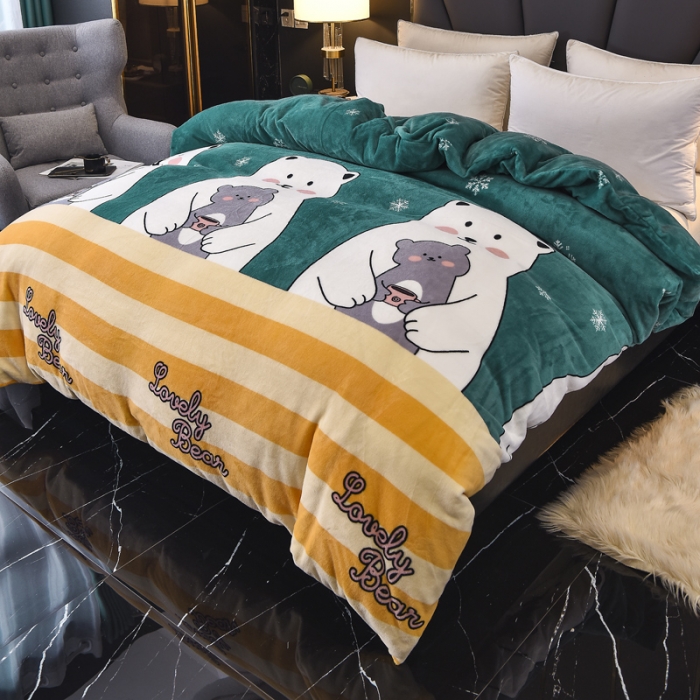 91家纺网 家纺一手货源 找家纺 锦罗绣 2021新款牛奶绒印花单品被套大白