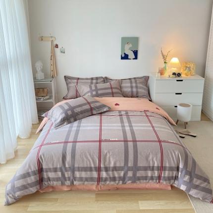 91家纺网 家纺一手货源 找家纺 希文 2021新款全棉生态磨毛印花四件套 卡迪夫-黄咖