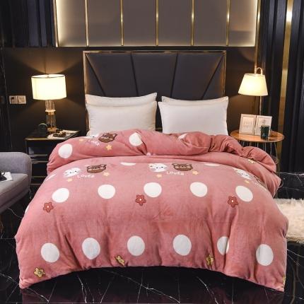 锦罗绣 2021新款牛奶绒印花单品被套粉底小兔