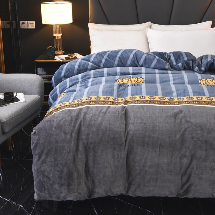 91家纺网 家纺一手货源 找家纺 锦罗绣 2021新款牛奶绒印花单品被套皇冠