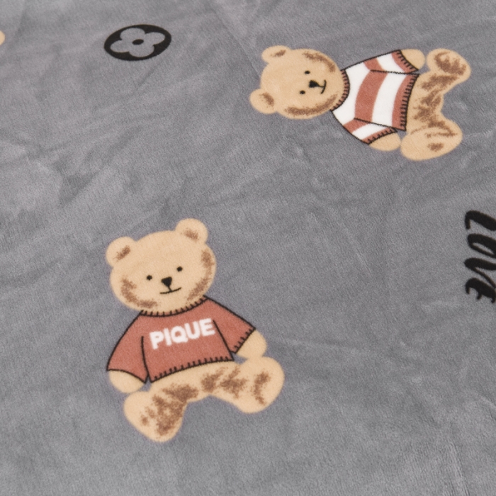 91家纺网 家纺一手货源 找家纺 锦罗绣 2021新款牛奶绒印花单品被套灰底小熊