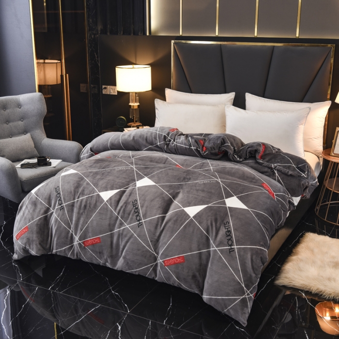 91家纺网 家纺一手货源 找家纺 锦罗绣 2021新款牛奶绒印花单品被套几何梦想