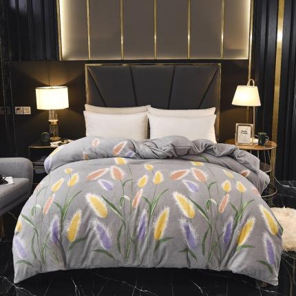 锦罗绣 2021新款牛奶绒印花单品被套狼尾草