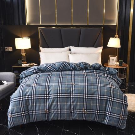 锦罗绣 2021新款牛奶绒印花单品被套条格