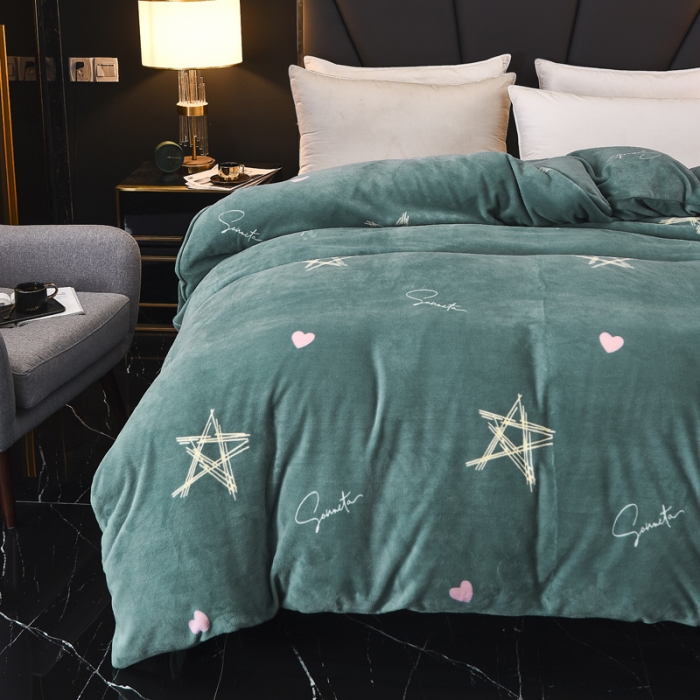 91家纺网 家纺一手货源 找家纺 锦罗绣 2021新款牛奶绒印花单品被套星辰