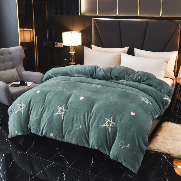 91家纺网 家纺一手货源 找家纺 锦罗绣 2021新款牛奶绒印花单品被套星辰