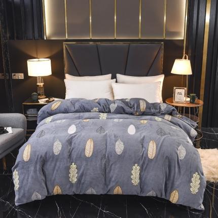 91家纺网 家纺一手货源 找家纺 锦罗绣 2021新款牛奶绒印花单品被套叶子