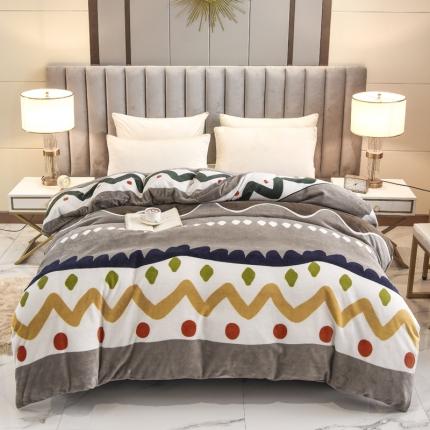 锦罗绣 2021新款牛奶绒印花单品被套时尚条纹