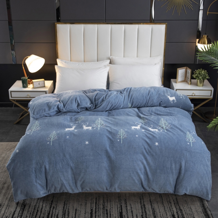 91家纺网 家纺一手货源 找家纺 锦罗绣 2021新款牛奶绒印花单品被套小鹿