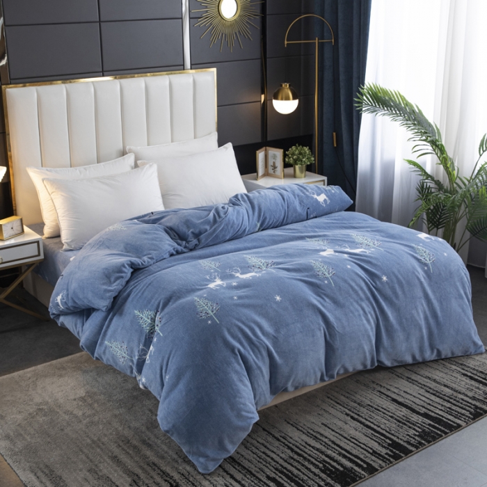 91家纺网 家纺一手货源 找家纺 锦罗绣 2021新款牛奶绒印花单品被套小鹿